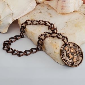 Vintage Jewelry Copper Coin One Size Link Adjustable Chain Copper Bracelet
